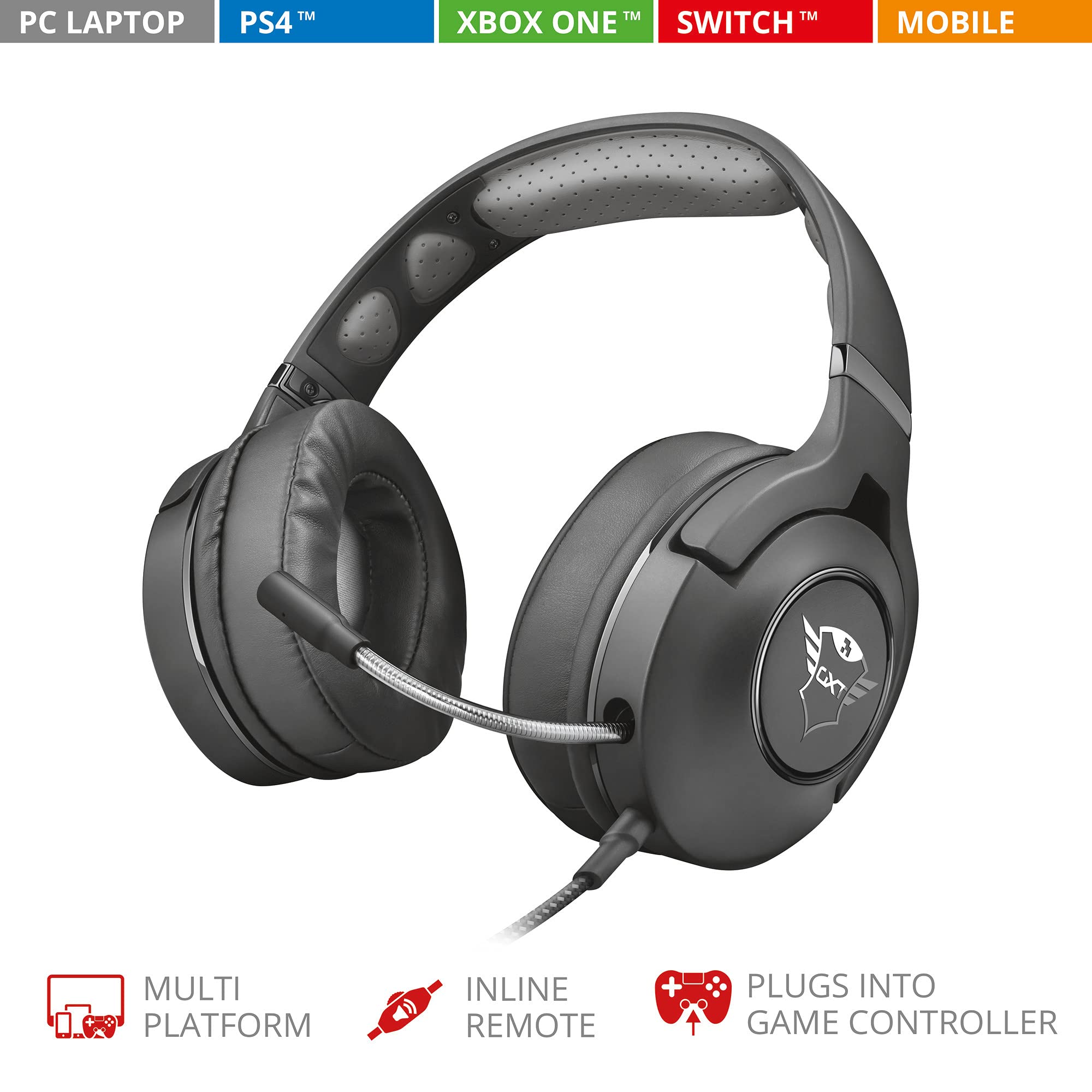 Trust Gxt 420 Rath Auriculares Gaming Con MicróFono RetráCtil Y Un Sonido Potente, Multiplataforma, Negros Trust Gxt 420 Rath Auriculares Gaming Con MicróFono RetráCtil Y Un Sonido Potente, Multiplataforma, Negros